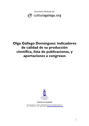 Olga Gallego Domínguez: indicadores de ... - Culturagalega.org