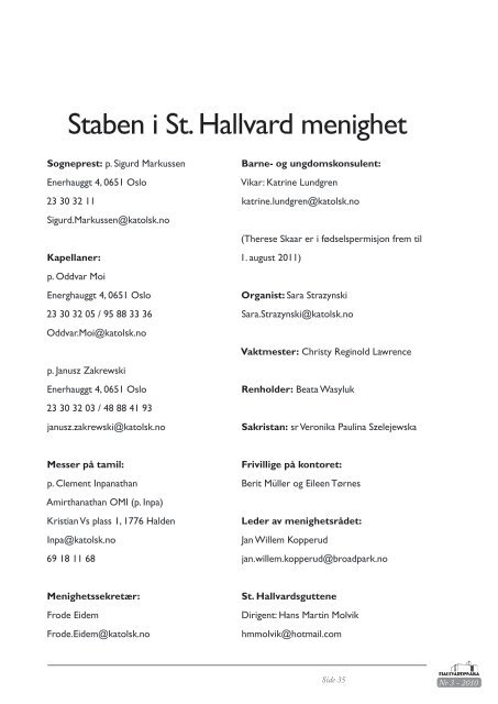 HALLVARDSVAKA Nr. 3/10 - St Hallvard menighet - Den katolske ...