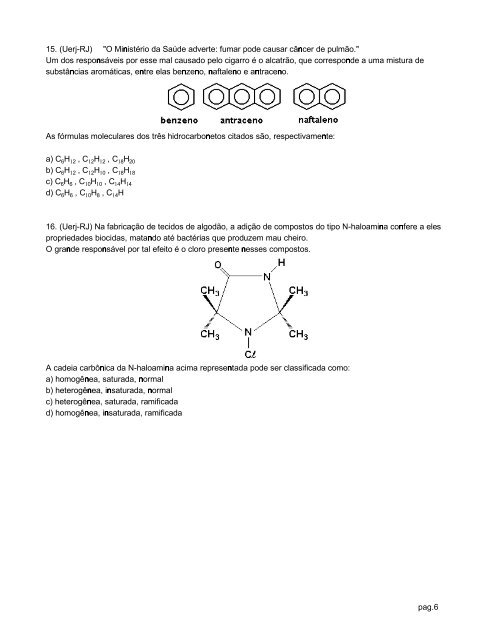 EXERCÍCIOS SOBRE CADEIAS CARBÔNICAS - Portal de Estudos ...