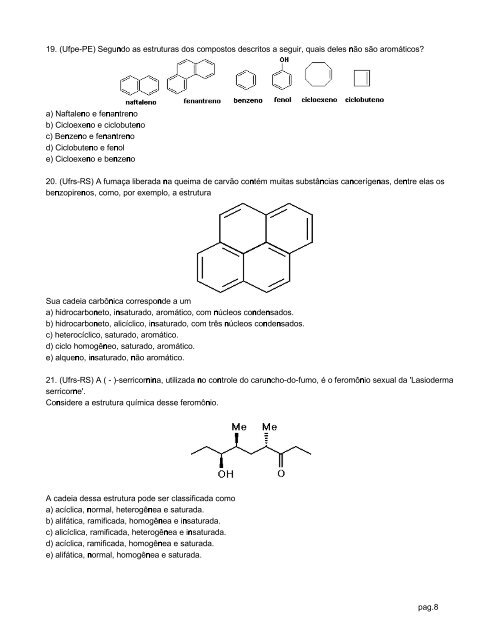 EXERCÍCIOS SOBRE CADEIAS CARBÔNICAS - Portal de Estudos ...