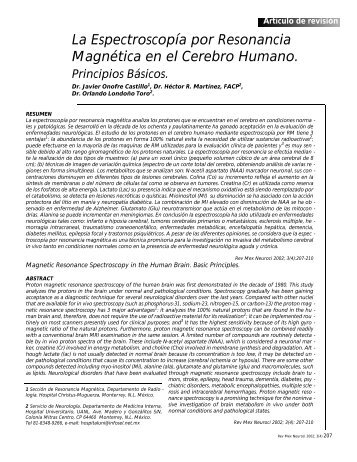 La Espectroscopía por Resonancia Magnética en el Cerebro Humano.