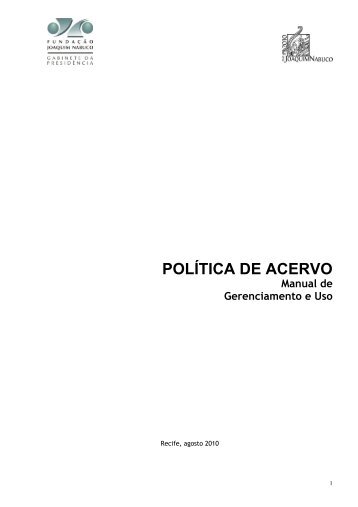 POLÍTICA DE ACERVO - Fundação Joaquim Nabuco