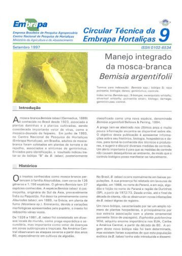 Manejo integrado da Mosca-Branca Bemisia argentifolii - Embrapa ...