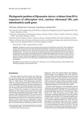 Phylogenetic position of Dipentodon sinicus ... - Academia Sinica