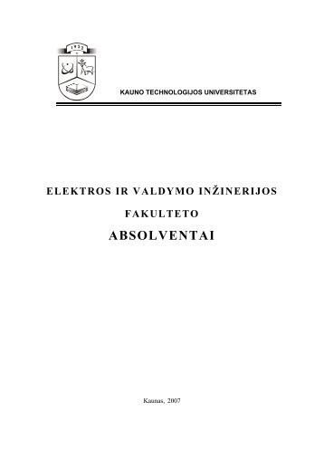 absolventai - valdymo technologijų katedra - Kauno technologijos ...