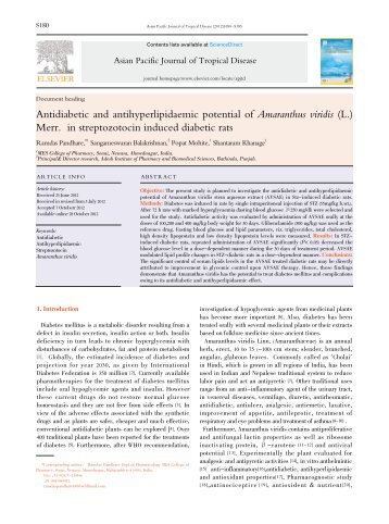 Antidiabetic and antihyperlipidaemic potential of Amaranthus viridis ...