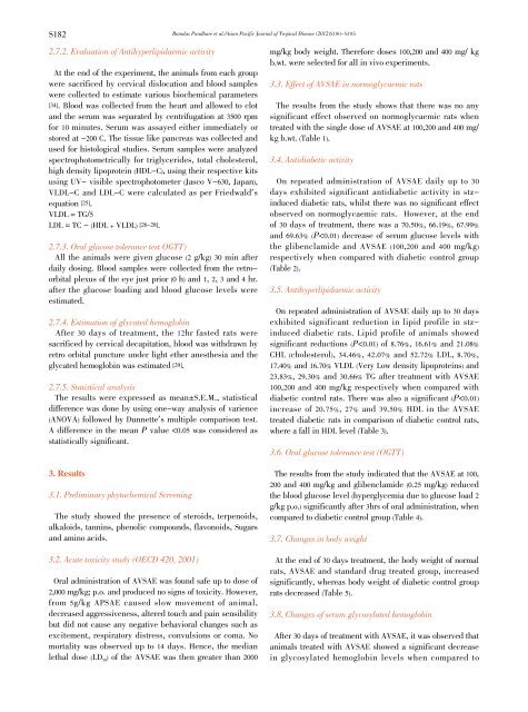 Antidiabetic and antihyperlipidaemic potential of Amaranthus viridis ...