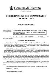 DELIBERAZIONE COMMISSARIO PREFETTIZIO - Comune di Filettino