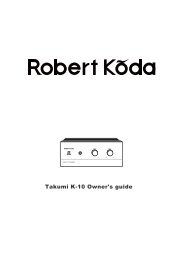 Takumi K-10 Owner's guide - Robert koda