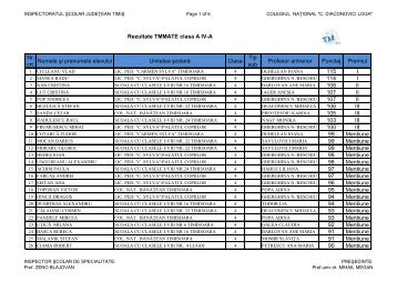 Rezultate TMMATE clasa A IV-A Nr. crt. Numele şi ... - C.D. Loga