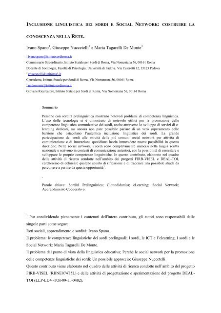 inclusione linguistica dei sordi e social network: costruire la ... - ADAM