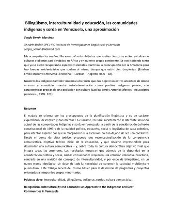 Bilingüismo, interculturalidad y educación, las comunidades ...