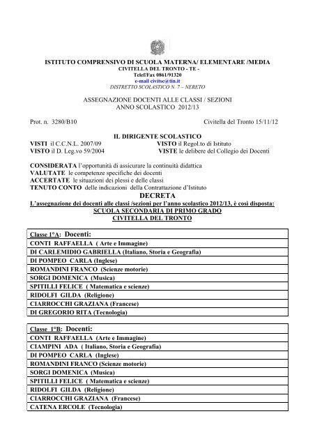 DECRETA - Istituto Comprensivo "A. Gasbarrini" - Civitella del Tronto