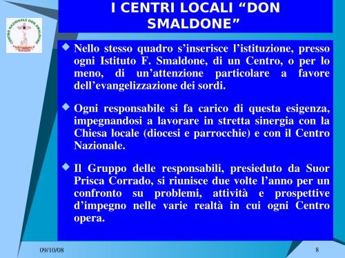 Presentazione Centro - Pastorale Sordi