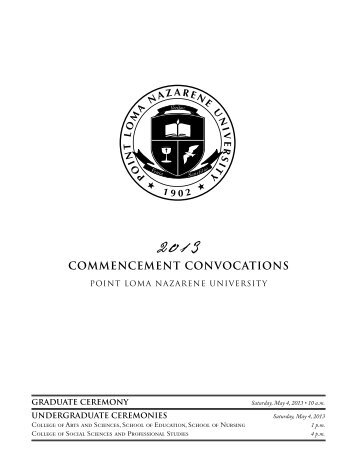 commencement convocations - Point Loma Nazarene University