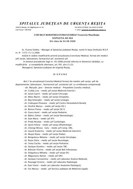 SPITALUL JUDEŢEAN DE URGENŢA REŞIŢA - Spitalul Judetean ...