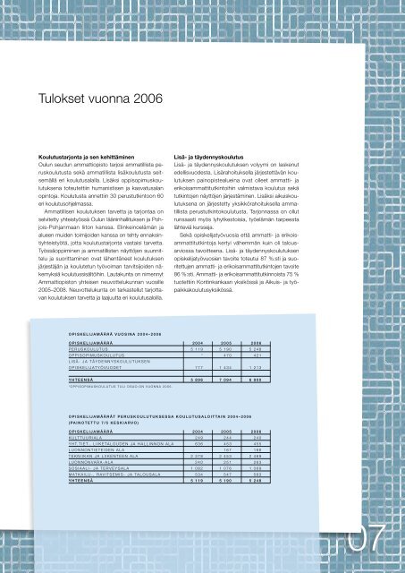 2006/07 Yksi sopii kaikille. 2006/07 - Oulun seudun ammattiopisto