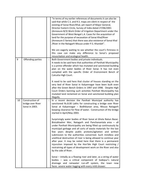 Brief reporting on Sonai River/Khal in ... - India Water Portal