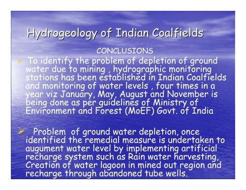 Hydrogeology of Indian Coalfields