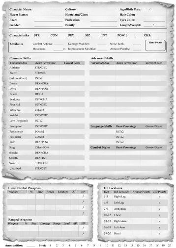 Character Sheet - RuneQuest