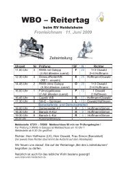 WBO-Veranstaltung 2009 für Jugend, Barockreiter und Damensattel