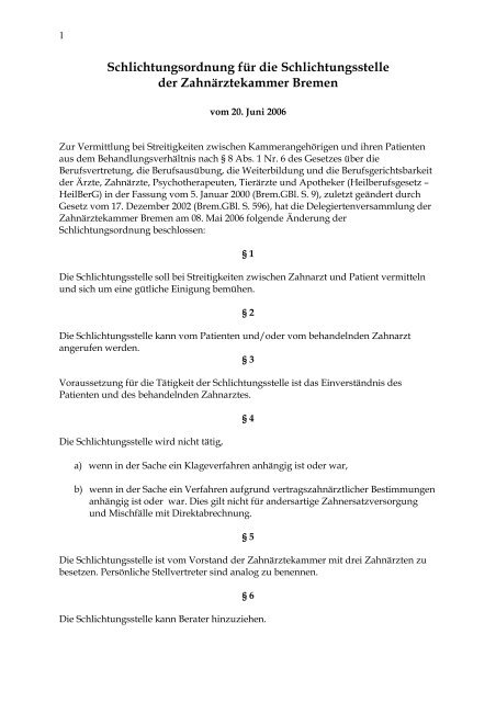 Download (PDF) - Zahnärztekammer Bremen