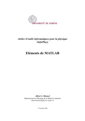 Eléments de MATLAB - Université de Genève