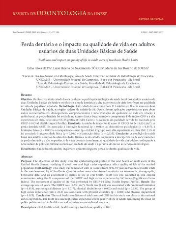 Perda dentária e o impacto na qualidade de vida em adultos ...