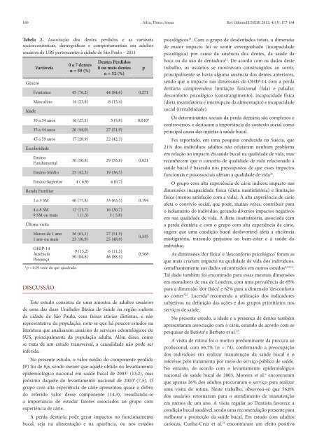 Perda dentária e o impacto na qualidade de vida em adultos ...