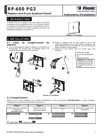 D-303791 RP-600 PG2 Instructions d'installation - Visonic