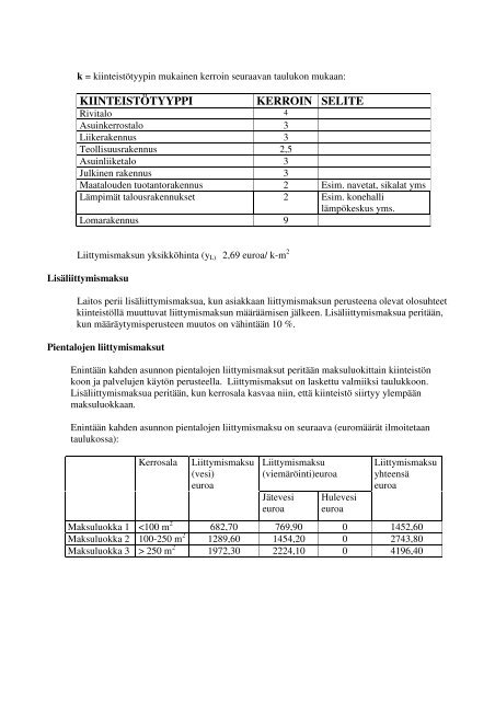 Vesihuoltolaitoksen taksa 1.1.2013 alkaen (pdf) - Orivesi