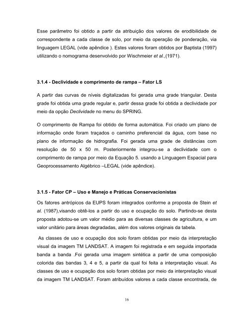 Estimativa da Perda de Solo por Erosão Laminar - DPI - Inpe