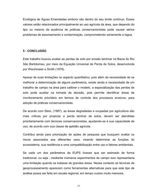 Estimativa da Perda de Solo por Erosão Laminar - DPI - Inpe