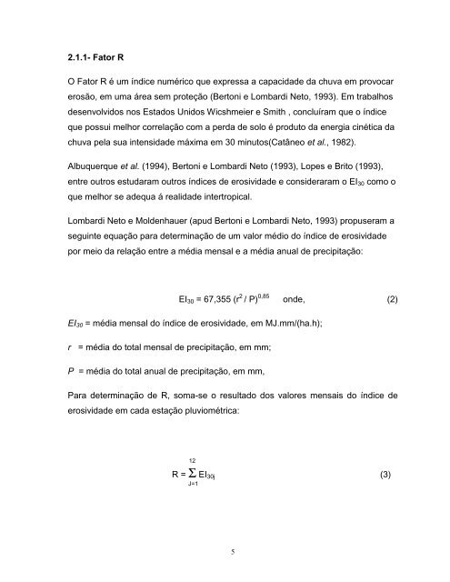 Estimativa da Perda de Solo por Erosão Laminar - DPI - Inpe