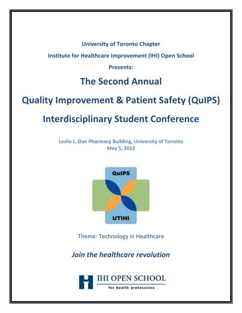 QuIPS 2012 Program - QuIPS Conference | UT IHI Open School ...