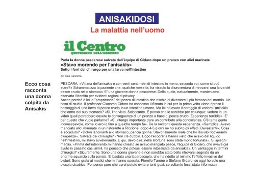 I parassiti nei prodotti della pesca - Azienda per i Servizi Sanitari n ...