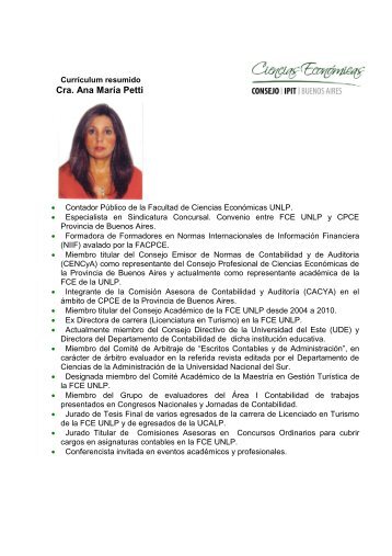 Cra. Ana María Petti - CPBA