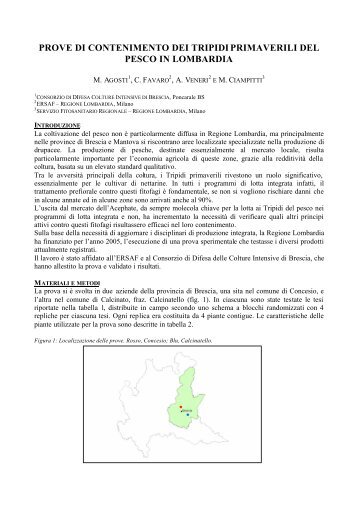 prove di contenimento dei tripidi primaverili del pesco in lombardia