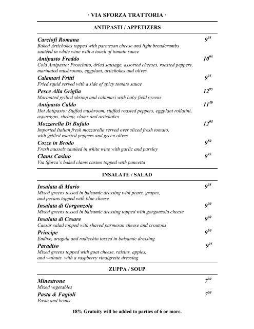 Dinner Menu .PDF - Via Sforza Trattoria