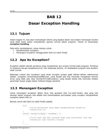 JENI-Intro1-Bab12-Penanganan Pesan Exception - Uad