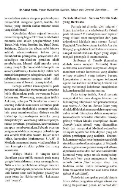 Pesan Humanitas Syariah, Telaah atas Dimensi Liberalitas dalam ...