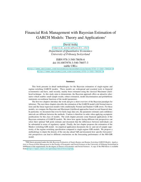 Financial Risk Management with Bayesian Estimation of GARCH ...