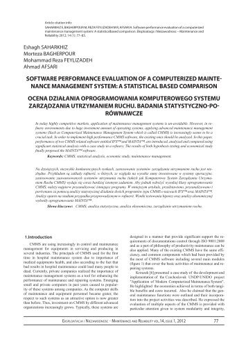 Software Performance evaluation of a comPuterized mainte- nance ...