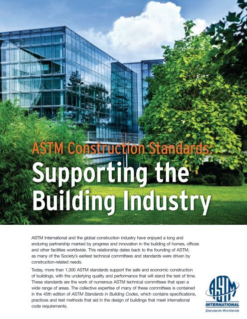 ASTM Construction Standards: Supporting the Building Industry