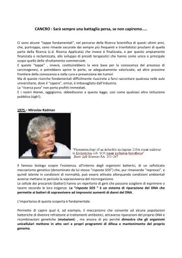 CAN CRO : Sarà sem pre una battaglia persa, se ... - Metodo Di Bella