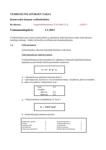 VESIHUOLTOLAITOKSEN TAKSA - Konnevesi