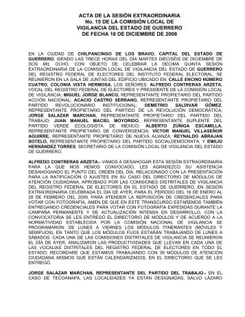 ACTA EJECUTIVA DE LA SESION No. 124 - Instituto Federal Electoral