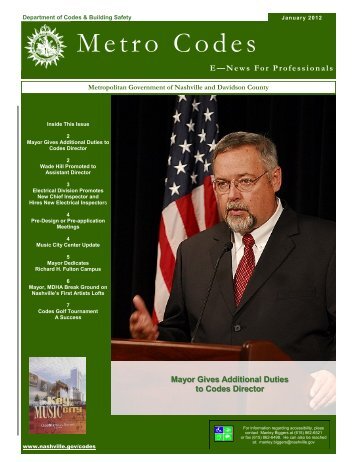 Nashville.gov - Codes - Newsletter for Professionals - January 2012