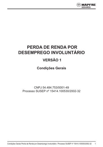 PERDA DE RENDA POR DESEMPREGO INVOLUNTÁRIO - Mapfre