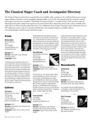 The Classical Singer Coach and Accompanist Directory